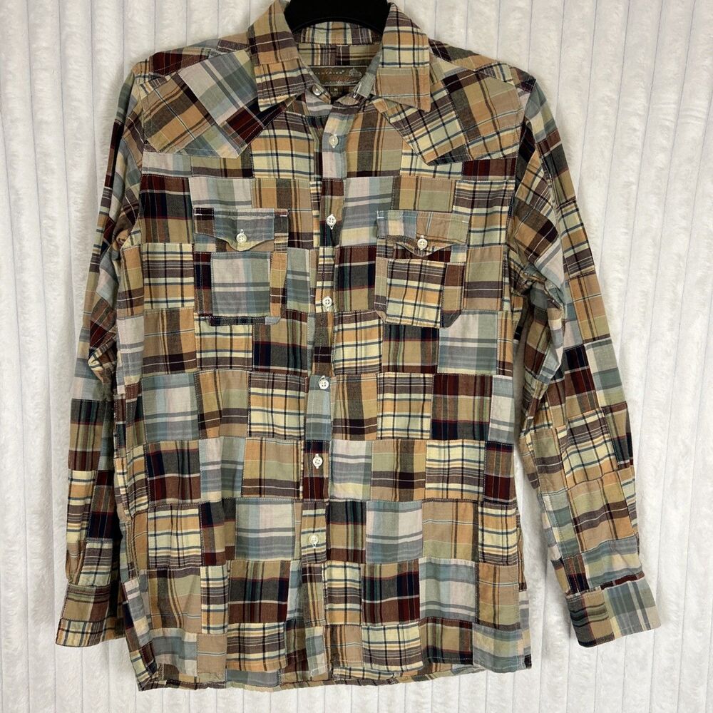 Siegfried Vintage Multicolor Plaid Patchwork Button Down Mens Shirt M